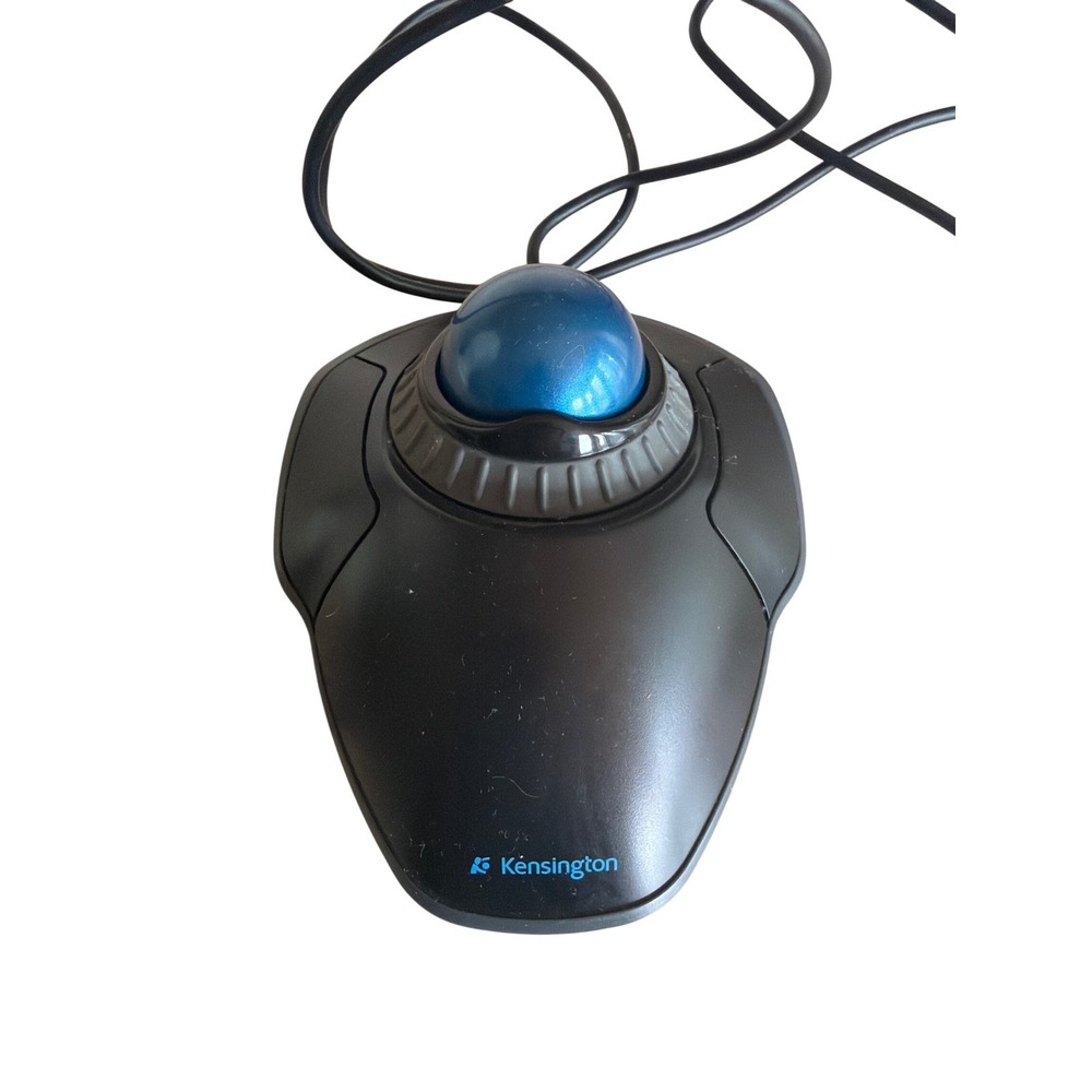 Kensington Orbit Trackball Mouse Black Blue M01047 K72337 Wired USB Scroll Ring - Picture 2 of 4